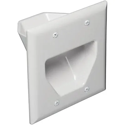 Datacomm Electronics 45-0002-Wh 2-Gang Recessed Cable Plate (Whi