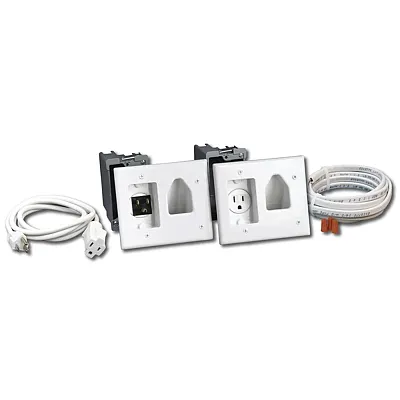 Datacomm Electronics 50-3323-Wh-Kit Flat Panel Tv Cable Organizer Kit With Power