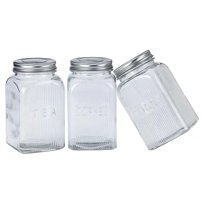 Eurohome Ew65074 Coffee, Tea, And Sugar Glass Canister 3-Piece Set