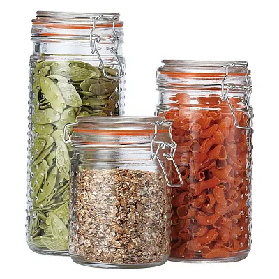 Eurohome Ew65075 Glass Canister With Gasket 3-Piece Set