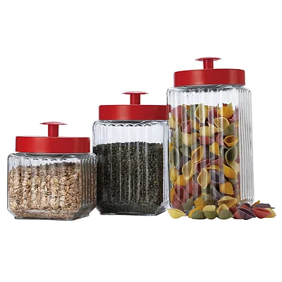 Eurohome Ew65081 Glass Canister With Metal Lid 3-Piece Set