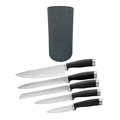 Eurohome Kg101 Stainless Steel Knife 6-Piece Set Including Holder