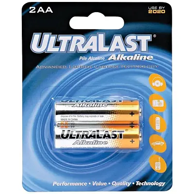 Ultralast Ula2Aa Ula2Aa Aa Alkaline Batteries, 2 Pk