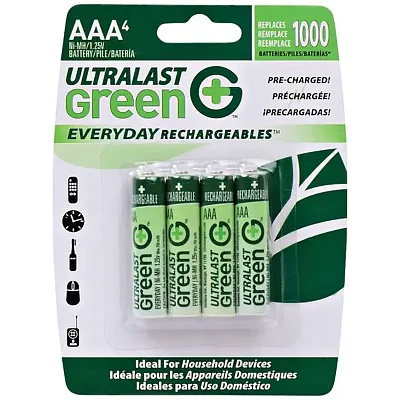 Ultralast Ulged4Aaa Green Everyday Rechargeables Aaa Nimh Batter