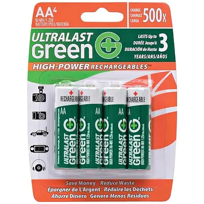 Ultralast Ulghp4Aa Green High-Power Rechargeables Aa Nimh Batter