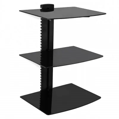 MegaMounts 3 Shelf Tempered Glass Multimedia Mounting Unit