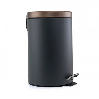Elama 1.5 Gallon Stylish Grey and Copper Soft Pedal Office, Kitchen and Bathroom