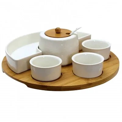 Elama Signature 8 Piece Appetizer Serving Set with 4 Serving Dishes, Center Cond