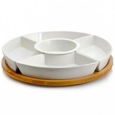 Elama Signature 12 1/4 Inch 6-Piece Lazy Susan Appetizer and Condiment Server Se