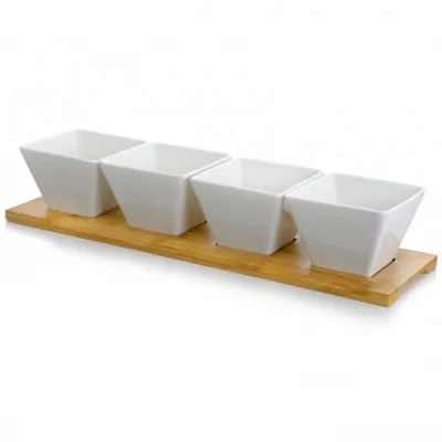 Elama Signature Modern 5pc Appetizer and Condiment Server with 4 Serving Dishes