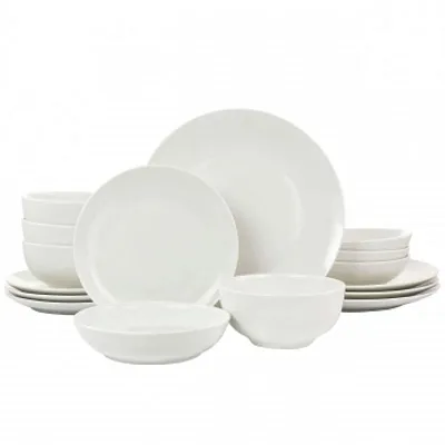 Elama Camellia 16 Piece Porcelain Double Bowl Dinnerware Set