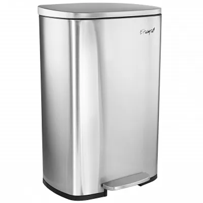 Elama 50 Liter/13 Gallon Rectangular Stainless Steel Step Trash Bin with Slow Cl