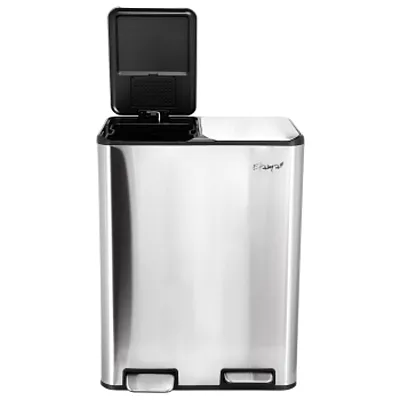 Elama 2 Section 30 Liter/ 8 Gallon Each Section Trash and Recycling Step Bin wit