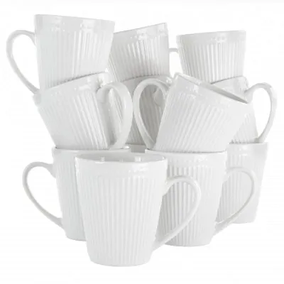 Elama Madeline 12 Piece Porcelain Mug Set in White
