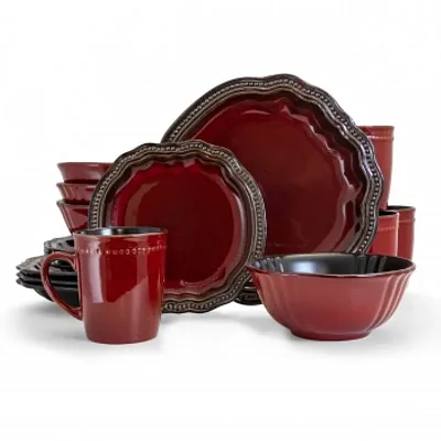 Elama Regency 16 Piece Luxurious Stoneware Dinnerware with Complete Setting for