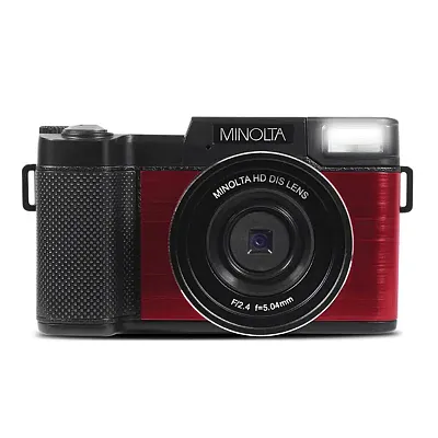 Minolta Mnd30-R Mnd30 4X Digital Zoom 30 Mp/2.7K Quad Hd Digital Camera (Red)