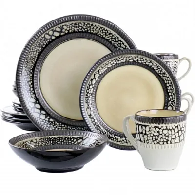 Elama Desert Sand 16 Piece Stoneware Dinnerware Set