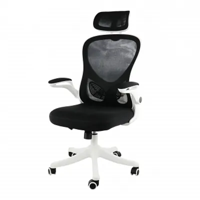 Elama High Back Adjustable Mesh and Fabric Office Chair in White and Black with