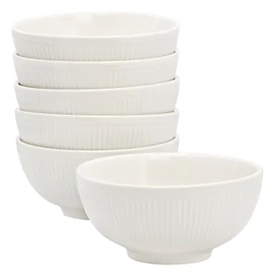 Elama Gretel 6 Piece Round Stoneware Cereal Bowl Set in White