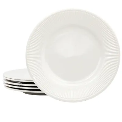 Elama Gretel 6 Piece Round Stoneware Dinner Plate Set in White