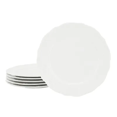 Elama Henryi 6 Piece 8.75 Inch Porcelain Salad Plate Set in White