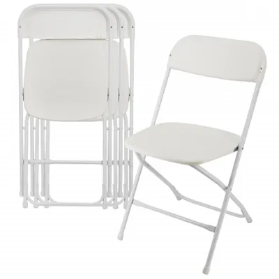 Elama 4 Piece Plastic Folding Chair in White