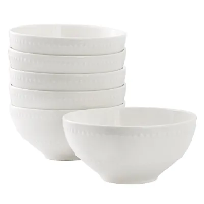 Elama Olevia 6 Piece Embossed Dot Stoneware Cereal Bowl Set in White