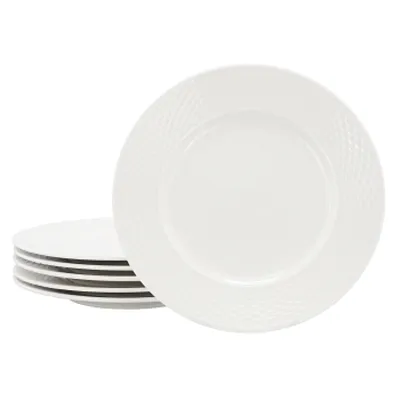 Elama Ophelia 6 Piece Stoneware Dinner Plate Set in White