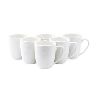 Elama Ophelia 6 Piece Stoneware 12 Ounce Mug Set in White