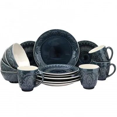 Elama&#039;s Petra 16 Piece Stoneware Dinnerware Set