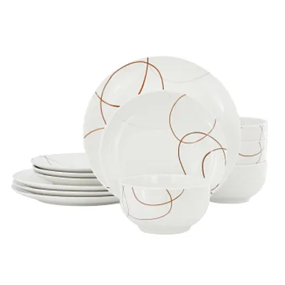 Elama Sydney 12 Piece Porcelain Dinnerware Set, Service for 4