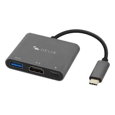 Helix Ethhub3 3-In-1 Usb-C Adapter Hub With Usb-C, Usb-A, And Hdmi Ports