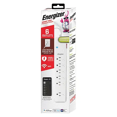 Energizer Connect Eis3-1004-Wht 6-Ac Outlet Smart Wi-Fi Surge Protector Power St