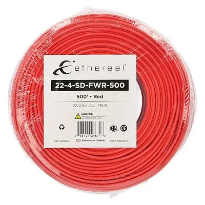 Ethereal 22-4-Sd-Fwr-500 22-Gauge 4-Conductor Solid Fire Wire Cable, 500 Ft. (Re