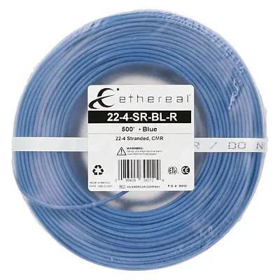 Ethereal 22-4-Sr-Bl-R Fastpack 22-Gauge 4-Conductor Stranded Cable, 500 Ft. (Blu
