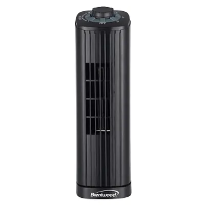 Brentwood 14 Inch 3-Speed Oscillating Portable Tower in Black