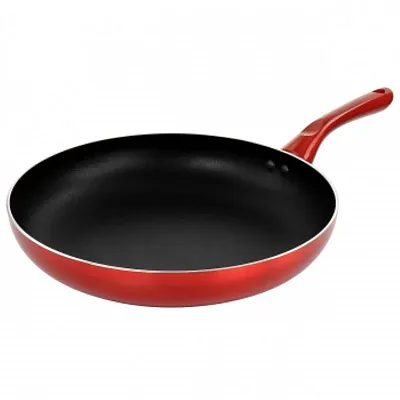 Better Chef 12in Silver Metallic Non Stick Gourmet Fry Pan in Red