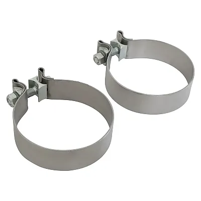 FLOWMASTER 15221 4 Inch Stainless Band Clamps (Pair)