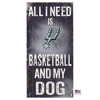 Fan Creations San Antonio Spurs Distressed Basketball And My Dog Sign
