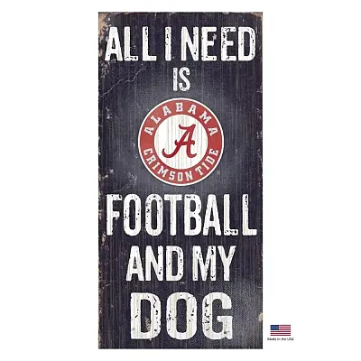 Fan Creations Alabama Crimson Tide Distressed Football And My Dog Sign