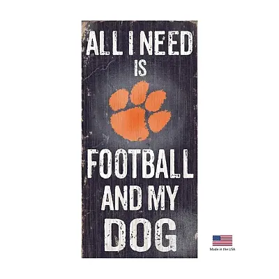 Fan Creations Clemson Tigers Distressed Football And My Dog Sign