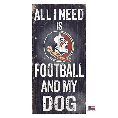 Fan Creations Florida State Seminoles Distressed Football And My Dog Sign