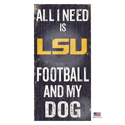 Fan Creations LSU Tigers Distressed Football And My Dog Sign