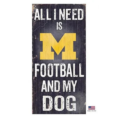 Fan Creations Michigan Wolverines Distressed Football And My Dog Sign