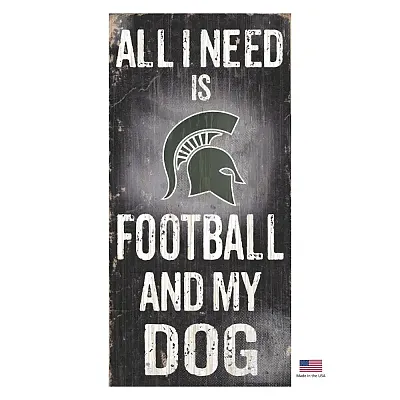 Fan Creations Michigan State Spartans Distressed Football And My Dog Sign