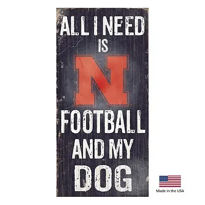 Fan Creations Nebraska Huskers Distressed Football And My Dog Sign