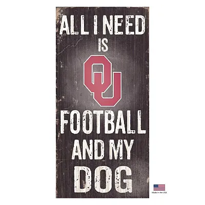 Fan Creations Oklahoma Sooners Distressed Football And My Dog Sign