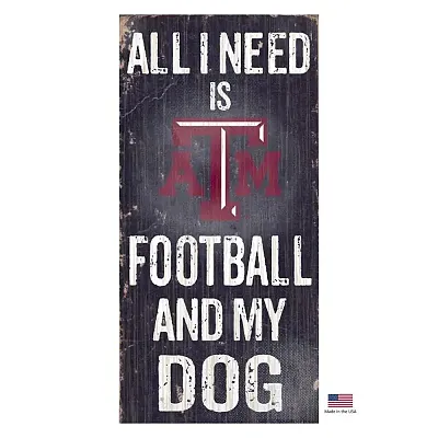 Fan Creations Texas A&M Aggies Distressed Football And My Dog Sign