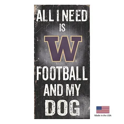Fan Creations Washington Huskies Distressed Football And My Dog Sign