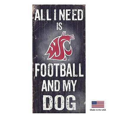 Fan Creations Washington State Cougars Distressed Football And My Dog Sign